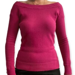 Dynamite Magenta Boat Neck Knit Top
